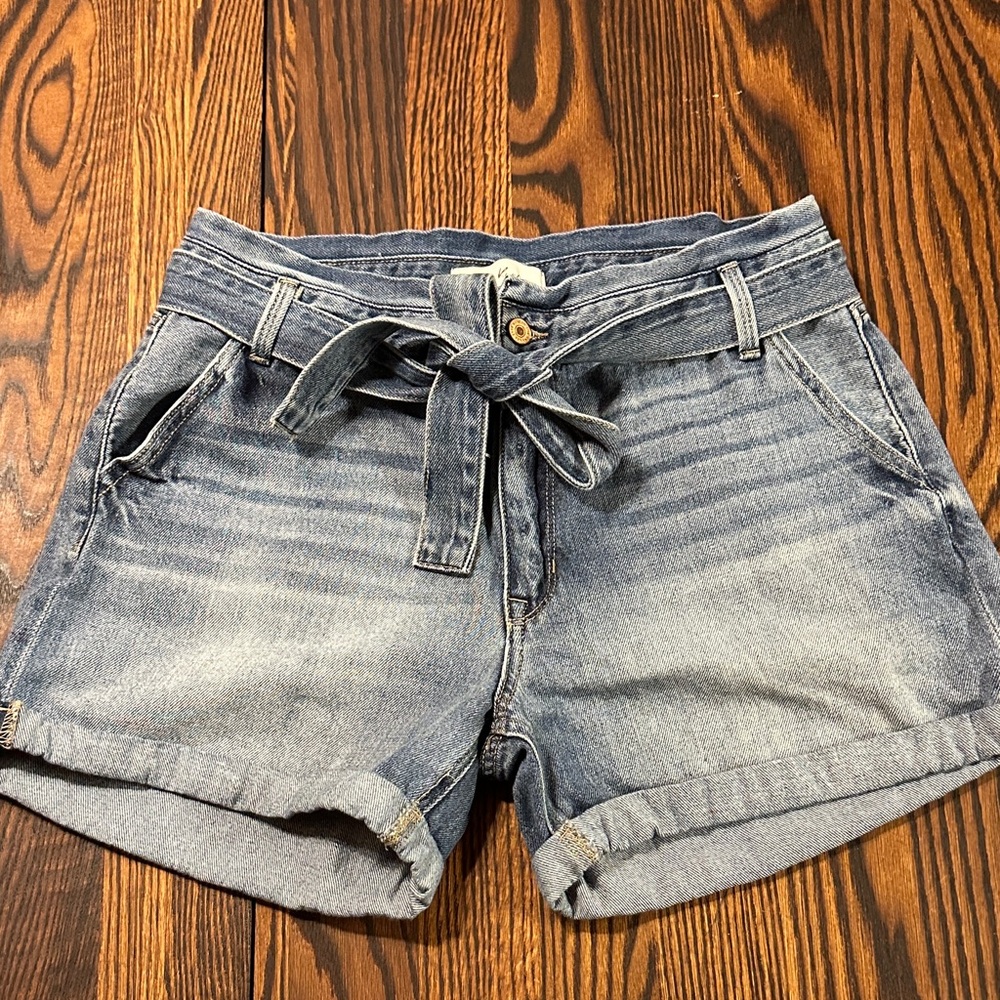KanCan Denim Tie-Waist Women’s Shorts - Light Blue